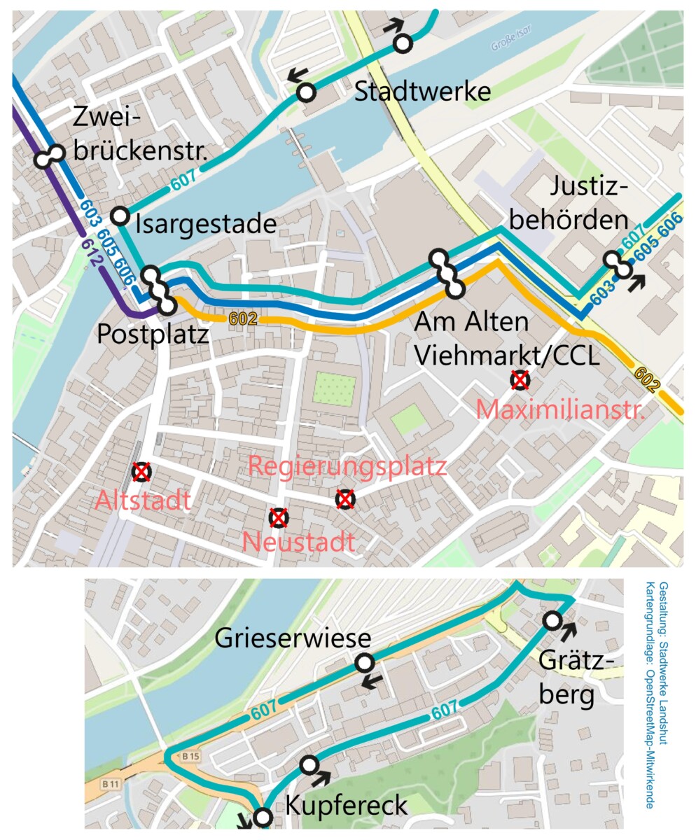 Linienführung der Stadtbusse während des verkaufsoffenen Sonntags