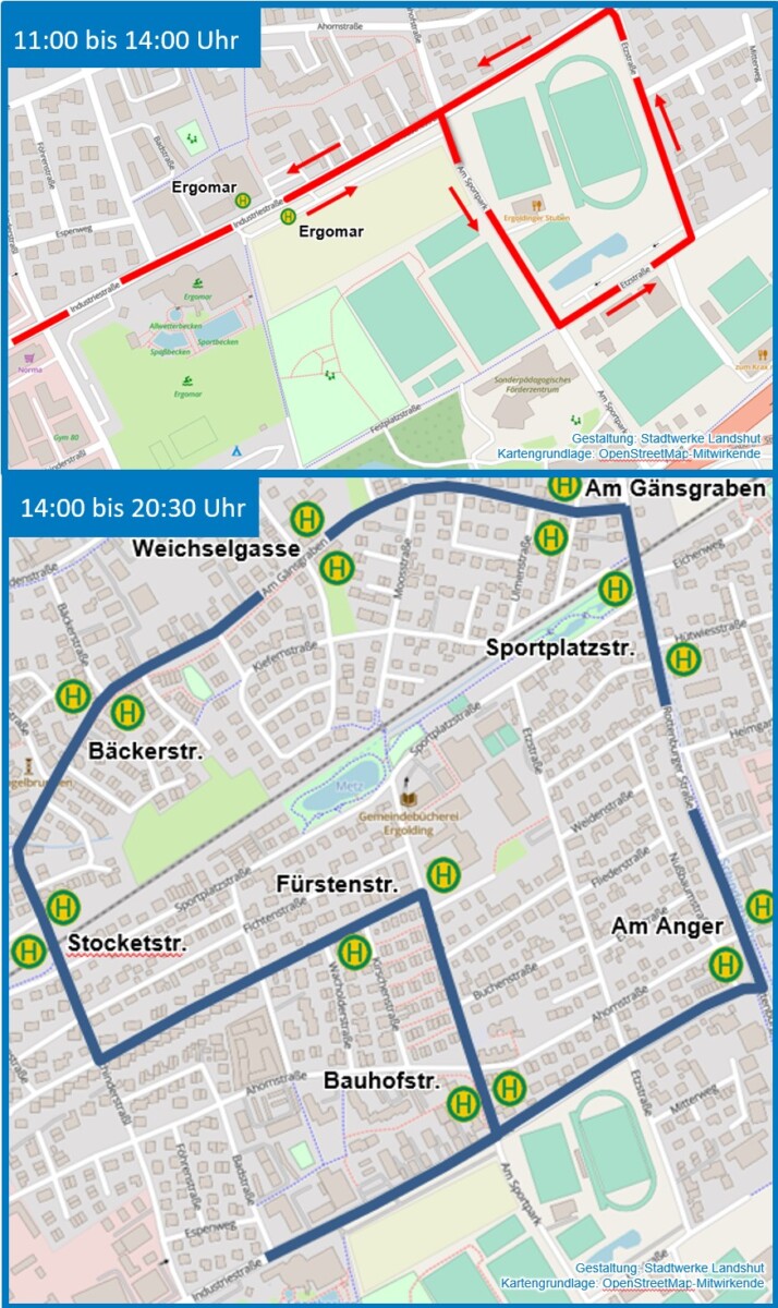 Linienverlauf der Stadtbusse wegen Faschingsumzug in Ergolding