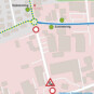 Umleitungsverlauf der Linien 606 und 608 in Richtung Eugenbach